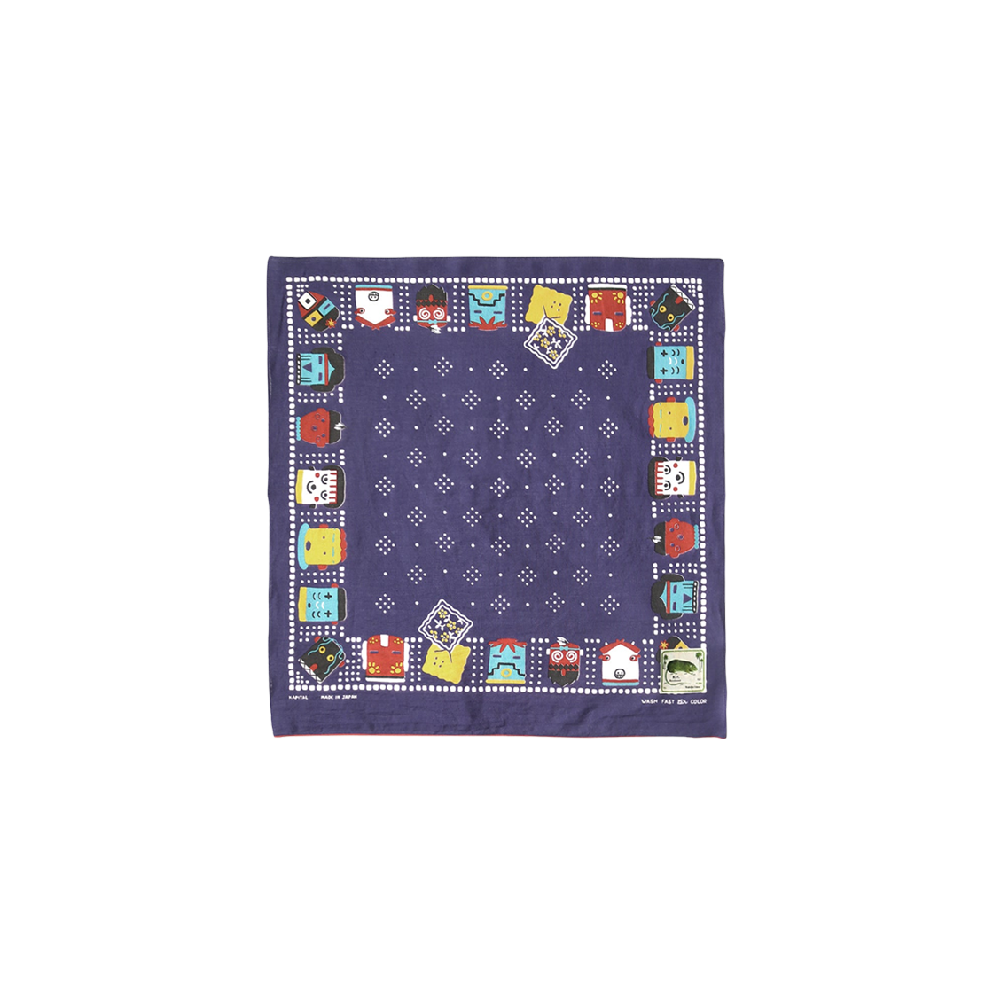 K2503BA511 Kapital Fastcolor Selvedge Bandana Kachina & Peckish Rainbowy Purple