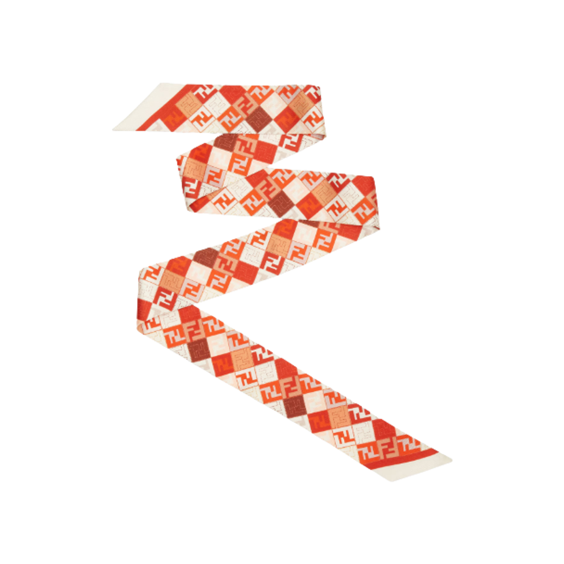 FXT011AUMDF0FVW (W) Fendi Wrappy FF Silk Narrow Bandeau Red