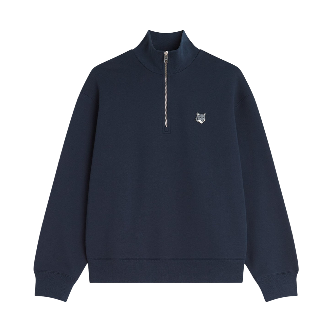 메종 키츠네 폭스 헤드 컴포트 하프 집 스웨트셔츠 클래식 네이비(Maison Kitsune Fox Head Comfort Half Zip Sweatshirt Classic Navy) - 1