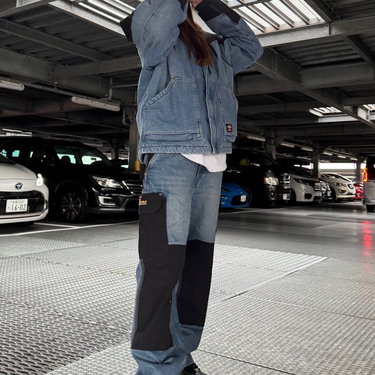 Supreme x Dickies Cordura Hooded Work Jacket Denim - 25FW, Supreme x Dickies Cordura Cargo Pant Denim - 25FW 착용 스타일 - 2