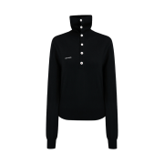 (W) Aviemuah Merino Wool Buttoned Turtleneck Sweater Black
