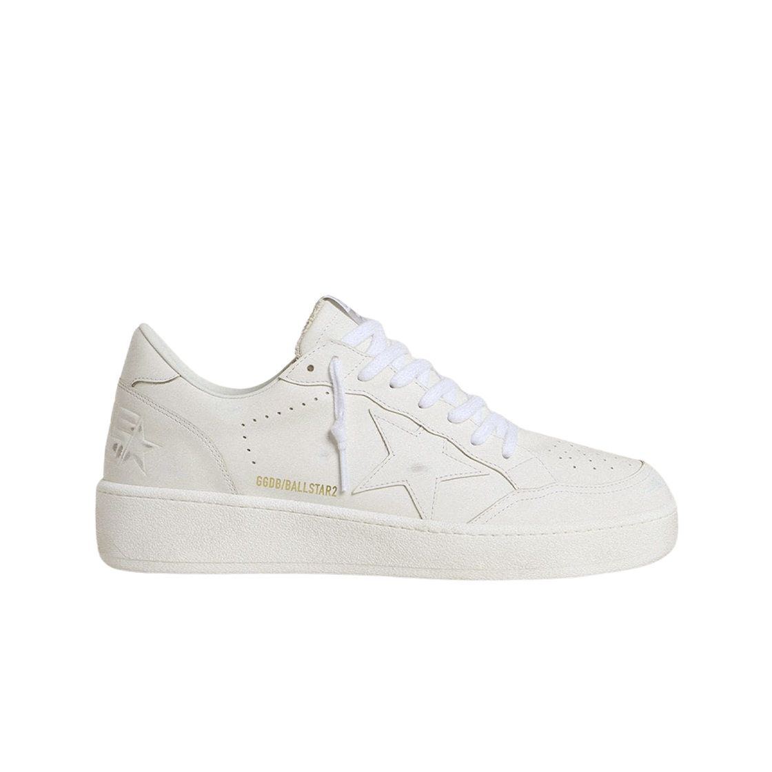 GMF00804-F007322-10100 Golden Goose Ball Star Leather Star Heel Tab Sneakers White