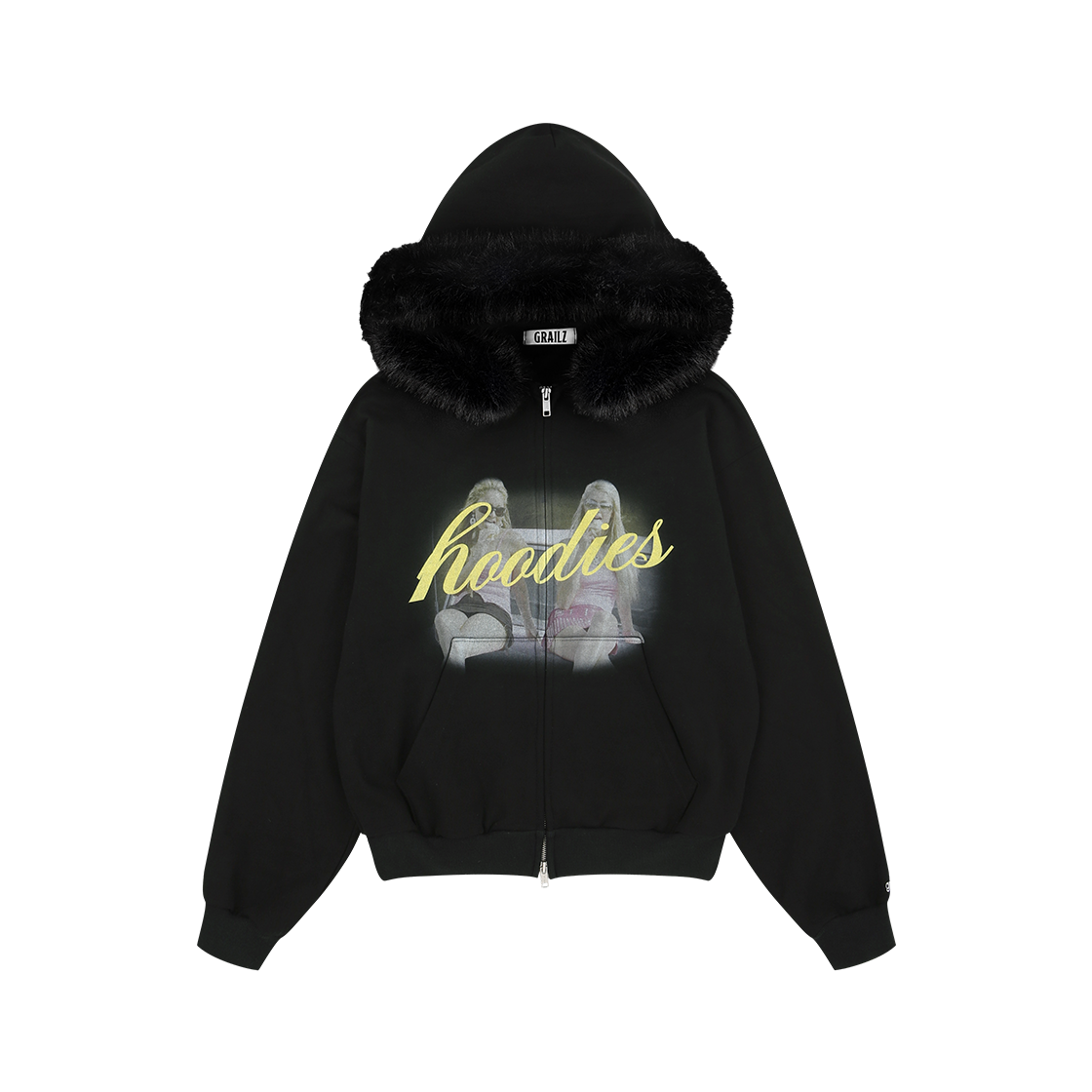 GR25FWMH08BK Grailz Twin Fur Zip Hoodie Black