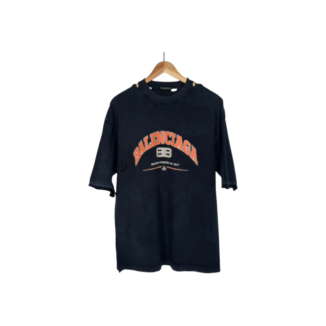 IT2NTKGMBB37 Balenciaga Men's Graphic Logo Vintage Print T-Shirt Black M