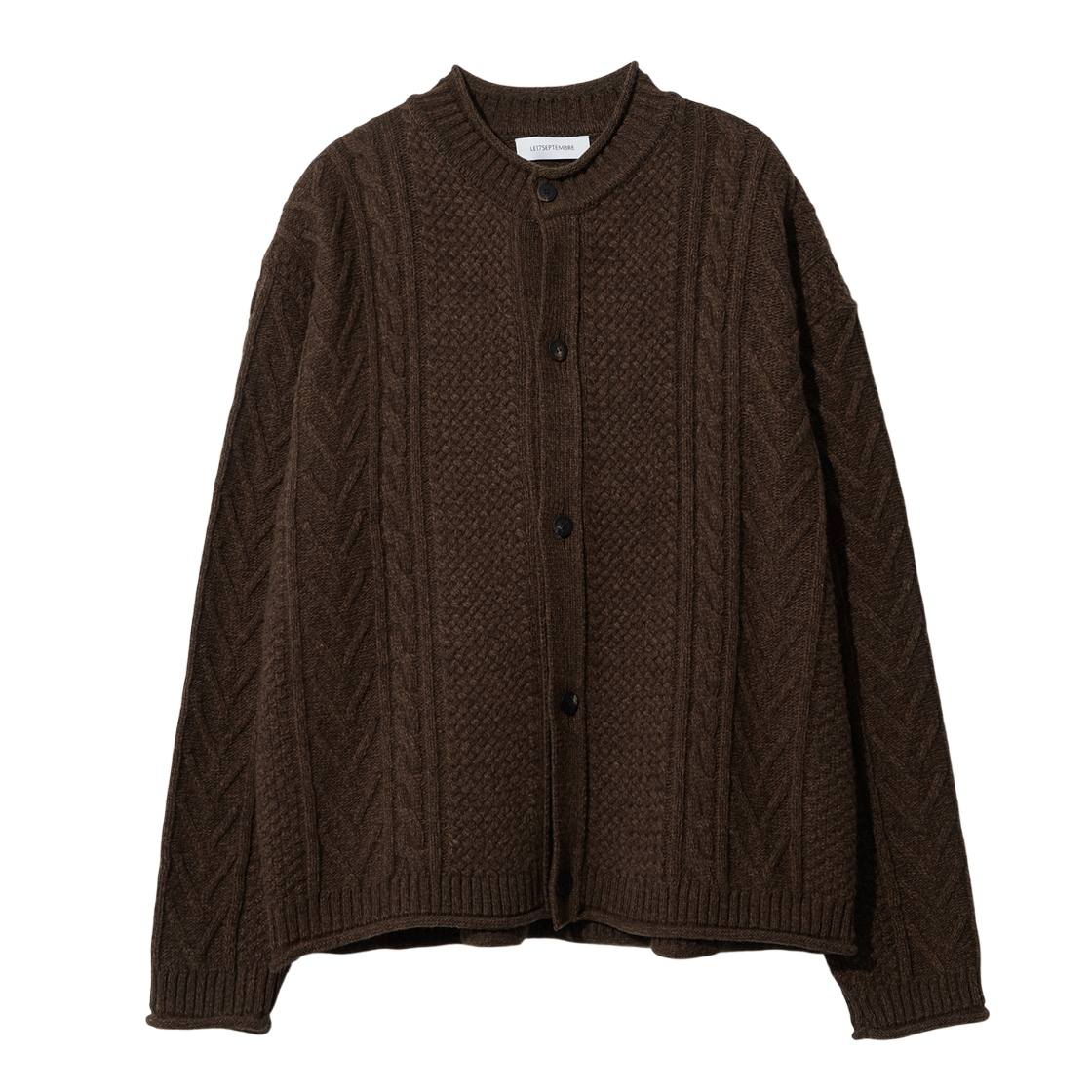 LH2579KN005EDBR LE17SEPTEMBRE Twisted Round Neck Cardigan Dark Brown