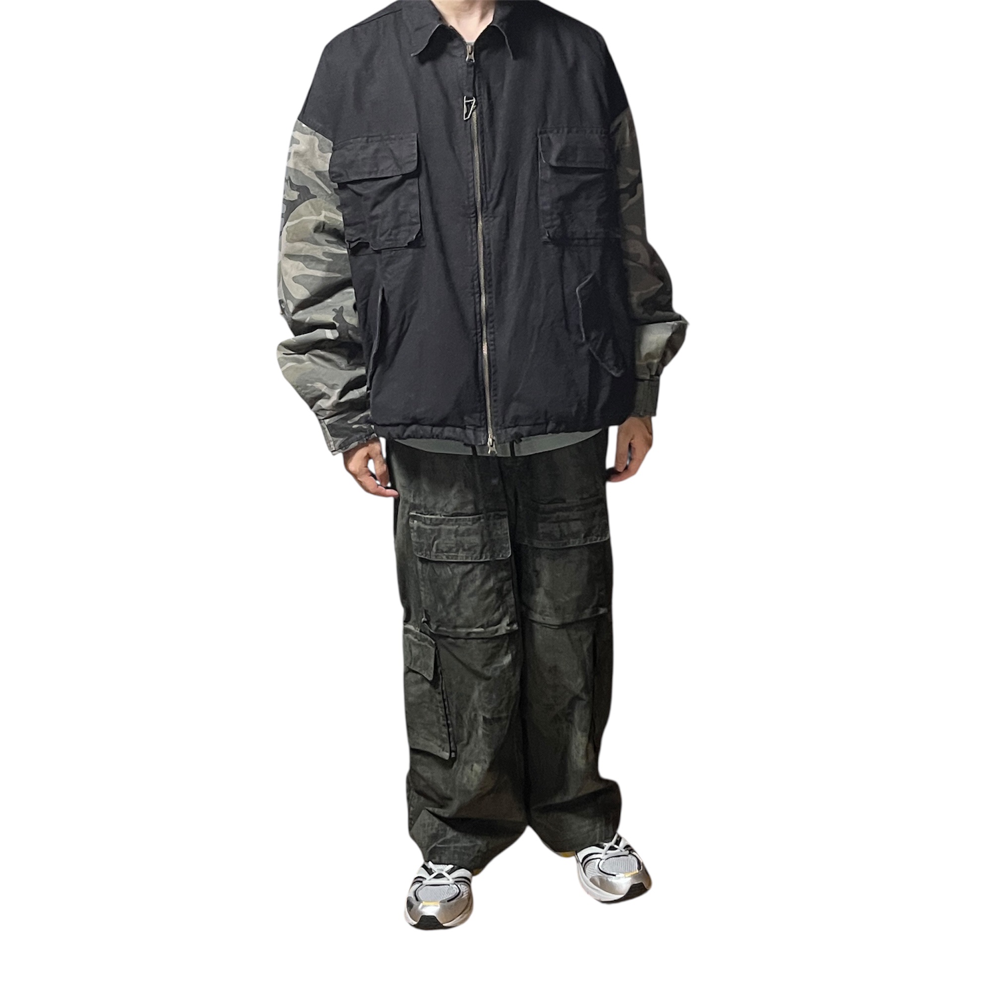 Undermycar Morph Oversized Crop Field Jacket Rock Ridge - 23SS 착용 스타일