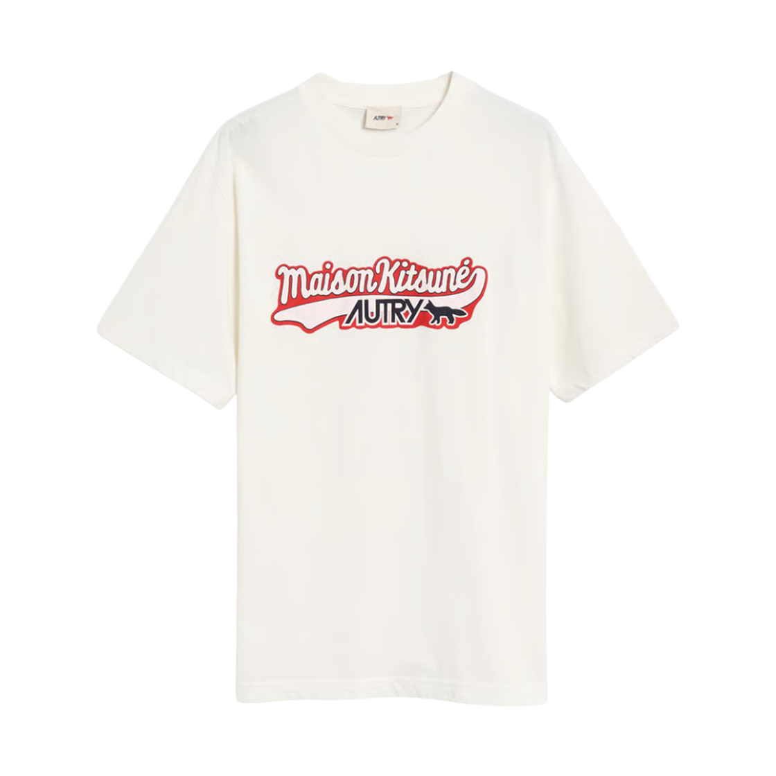 오트리 x 메종 키츠네 로고 티셔츠 화이트(Autry x Maison Kitsune Logo T-Shirt White)
