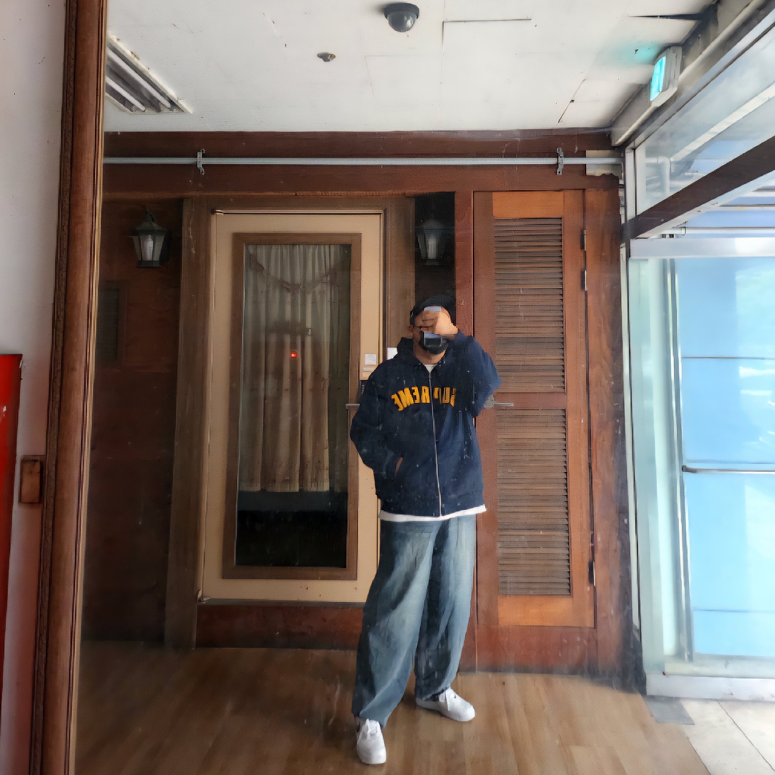 Supreme Arc Thermal Lined Zip Up Hooded Sweatshirt Navy - 24FW, Nike x Supreme x GOODENOUGH Air Force 1 Low White - 25SS 착용 스타일
