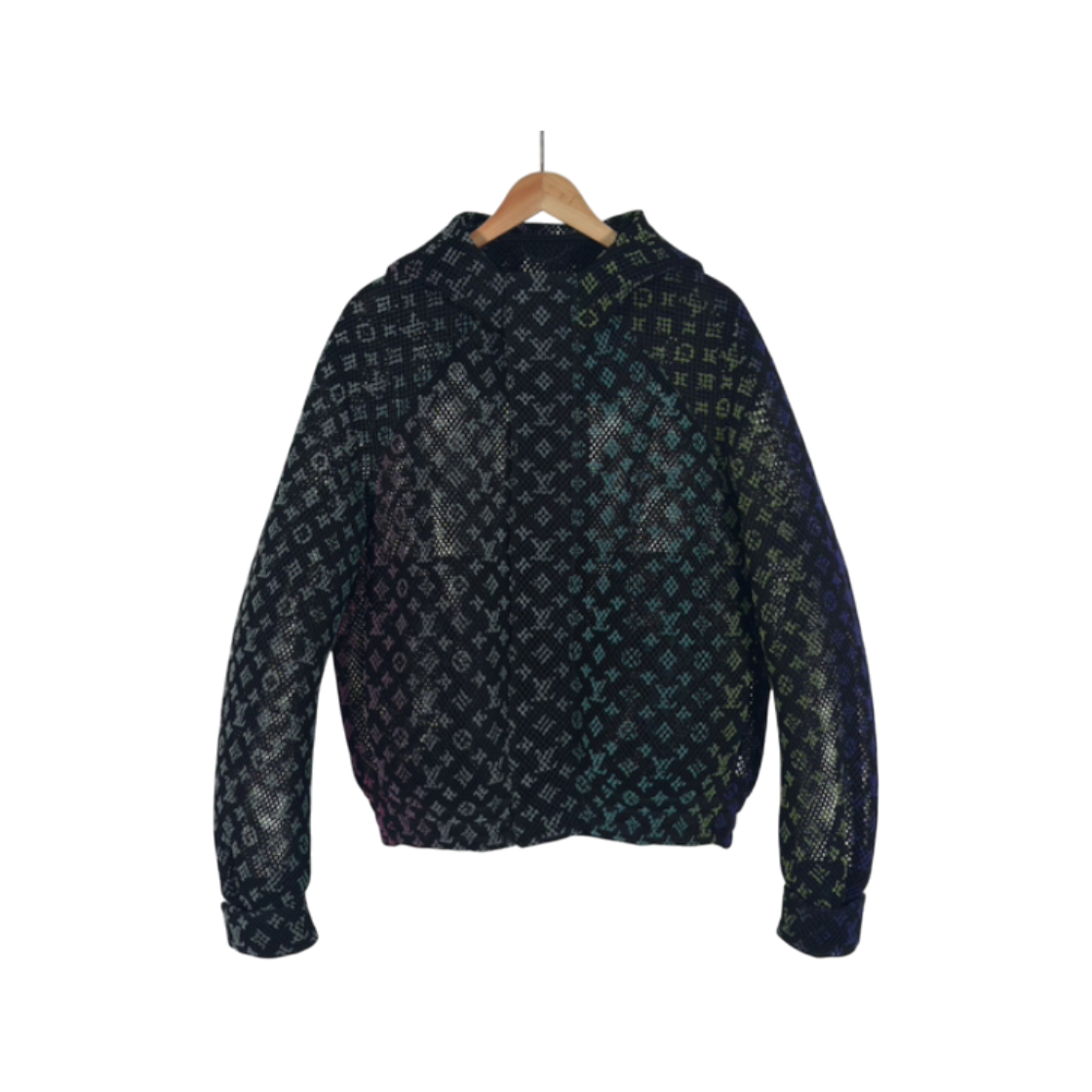 ITFGI6GM3IKT Louis Vuitton Men's Gradient Monogram Mesh Hooded Zip Up Jacket 54