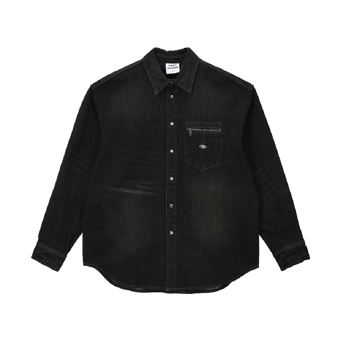 본투윈 워시드 데님 오버핏 셔츠 블랙