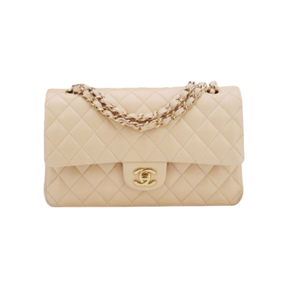 샤넬 클래식 미디움 램스킨 카드 지갑 금장