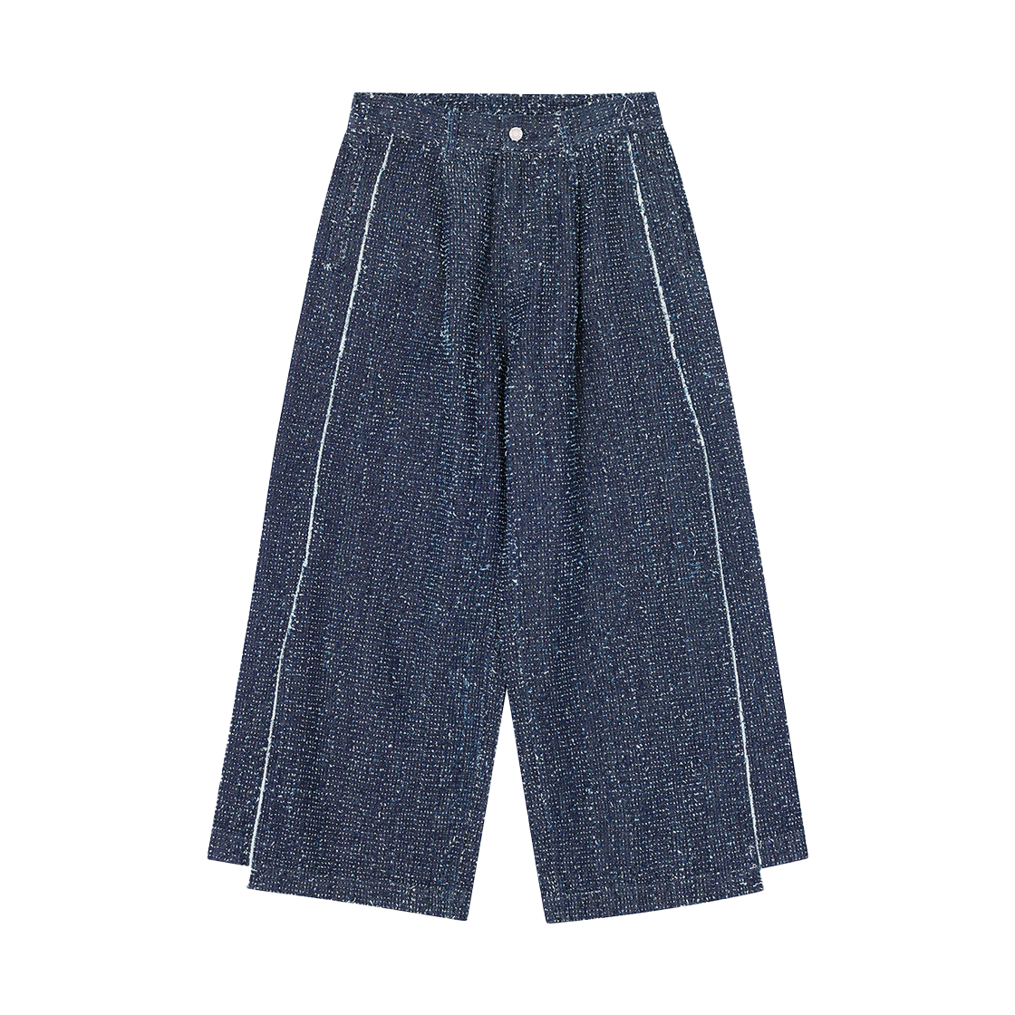 SH5PT740BL SONGZIO COLLECTION Asymmetric Cut Flare Tweed Denim Blue