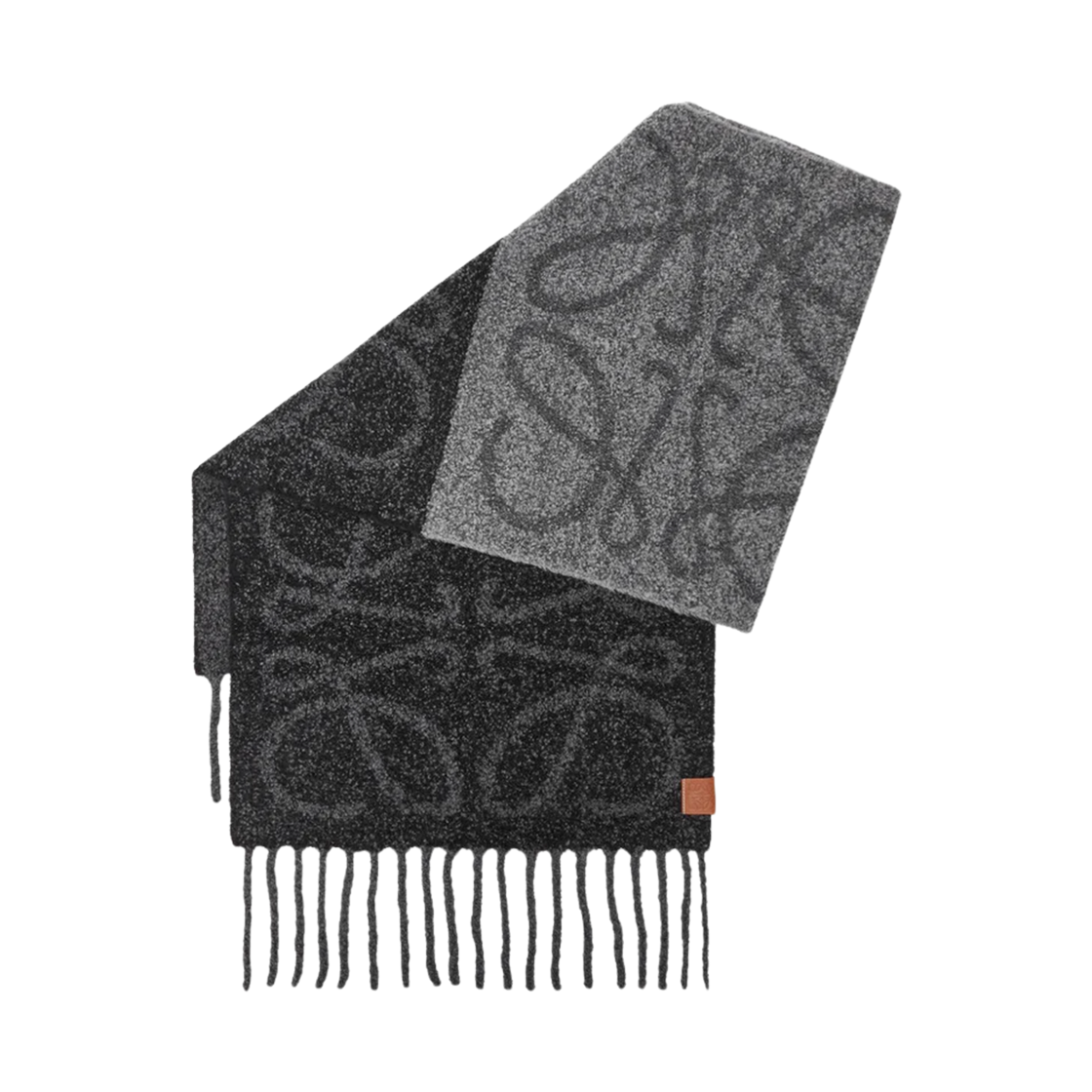 로에베 알파카 울 아나그램 머플러 다크 그레이 블랙(Loewe Anagram Muffler in Alpaca and Wool Dark Grey Black)