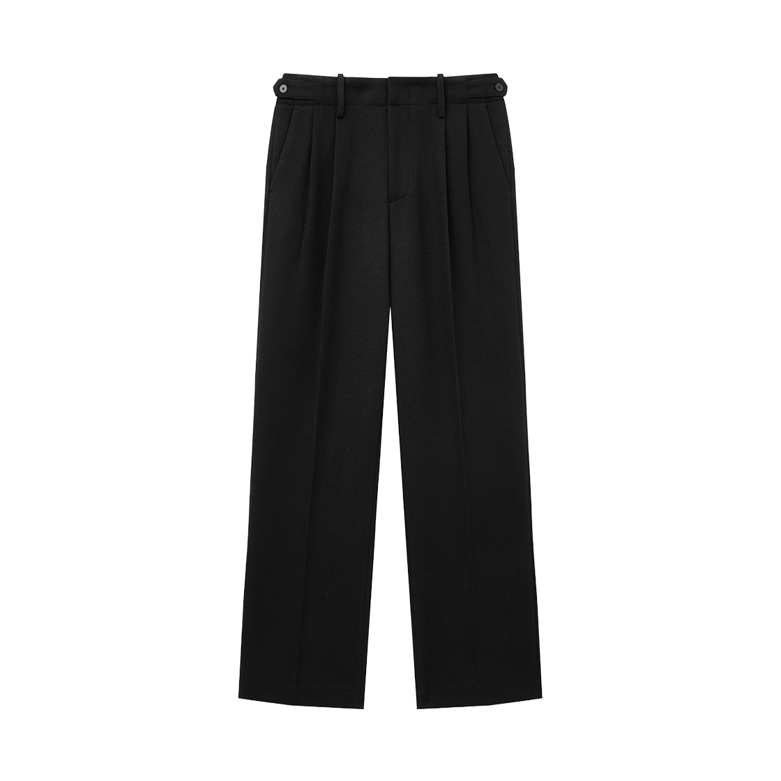 티엔지티 웨이스트 울 블렌디드 와이드 팬츠 블랙