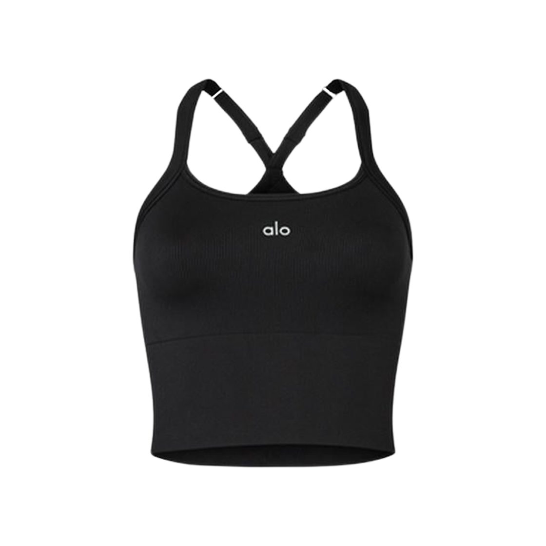 (W) 알로 요가 심리스 립드 페이버릿 브라 탱크 블랙((W) Alo Yoga Seamless Ribbed Favorite Bra Tank Black)