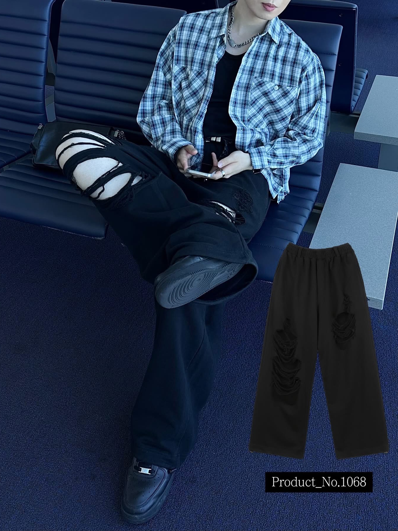 Diesel C-Seymon Treated Denim Baseball Cap Blue White, Nike Air Force 1 '07 Low Triple Black 착용 스타일 - 2