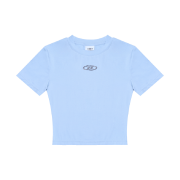 BORN TO WIN Silver B Modal Crop T-Shirts Sky Blue