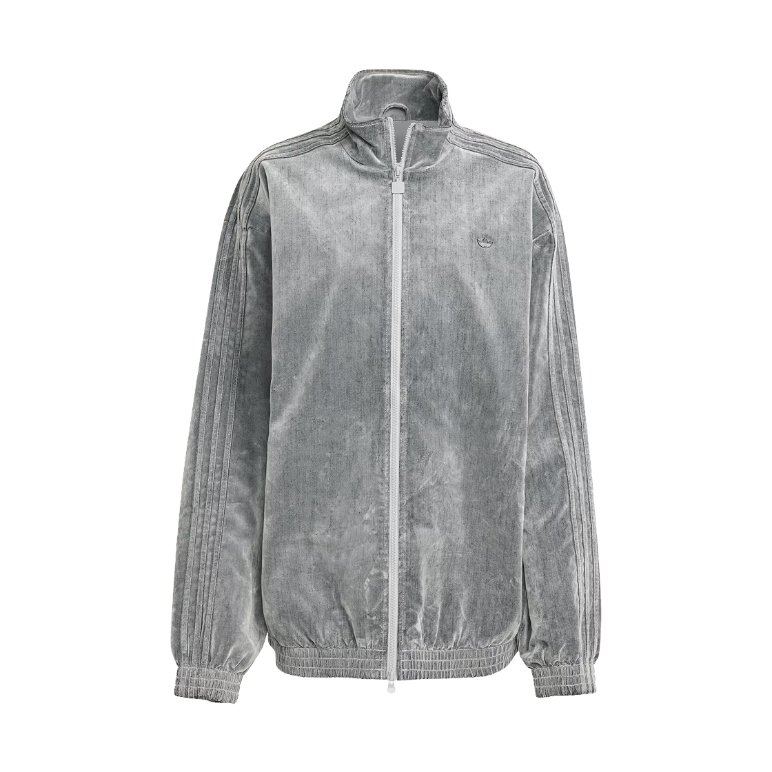 JW7330 Adidas Brushed Twill Oversized Firebird Track Top Grey Two - US Sizing