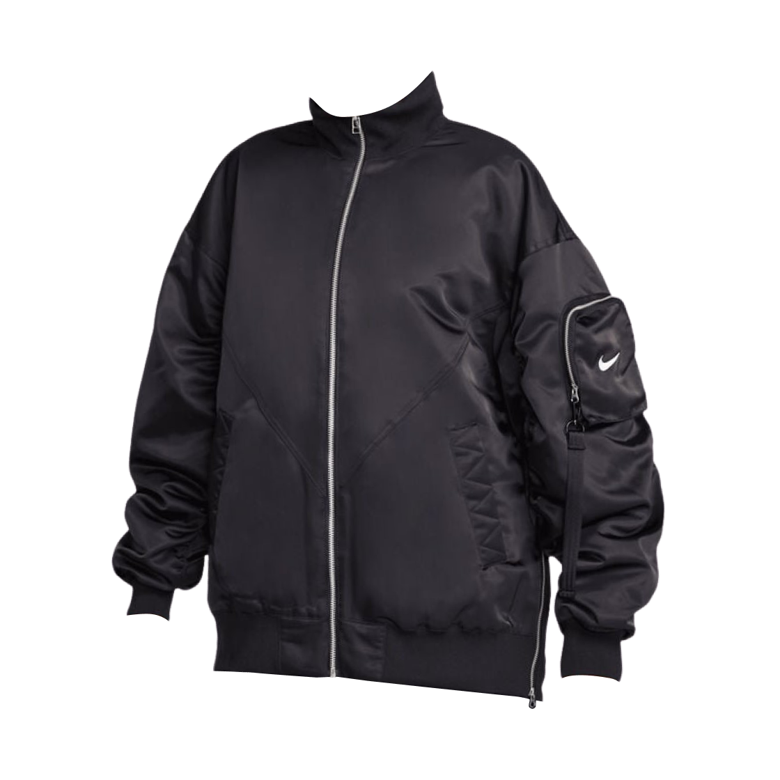 FQ7583-010 (W) Nike NSW Essentials Therma-Fit Oversized Bomber Jacket Black White - Asia