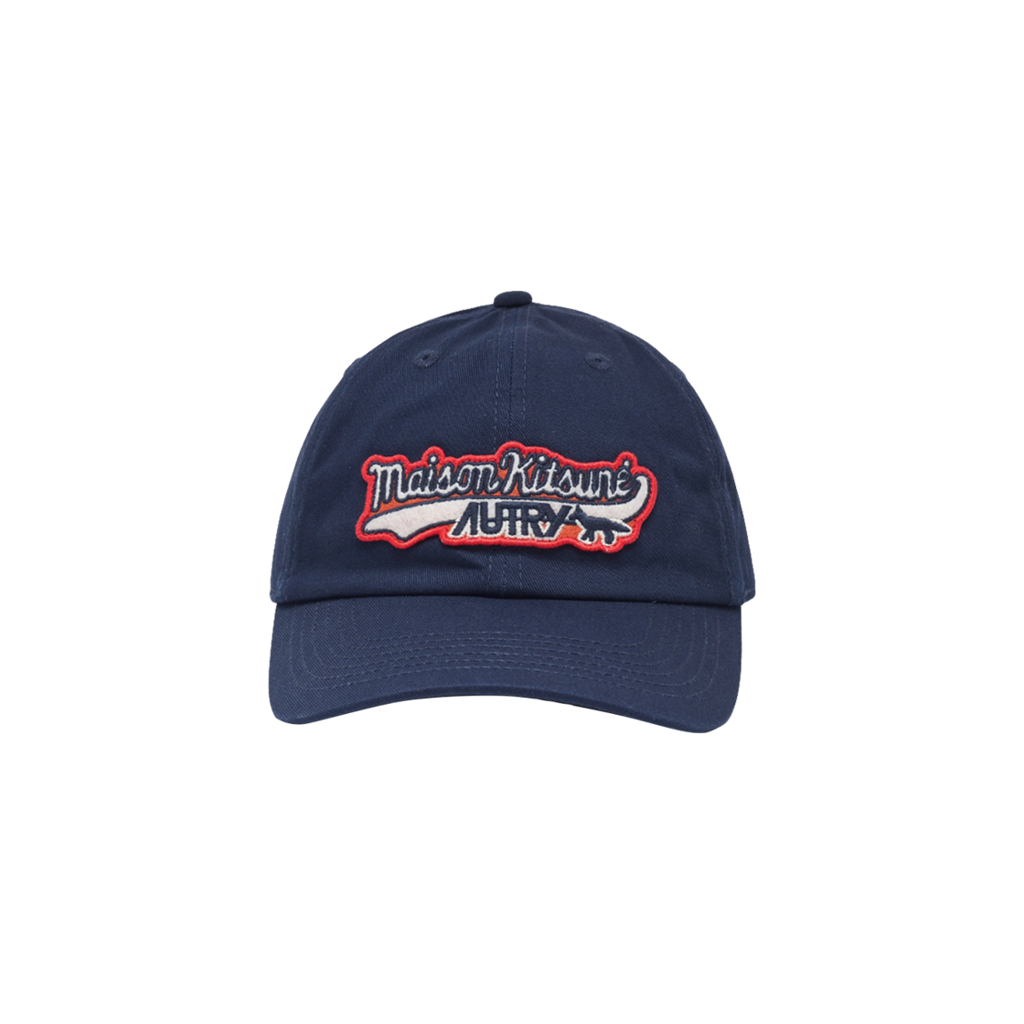 오트리 x 메종 키츠네 로고 베이스볼 캡 블루(Autry x Maison Kitsune Logo Baseball Cap Blue)