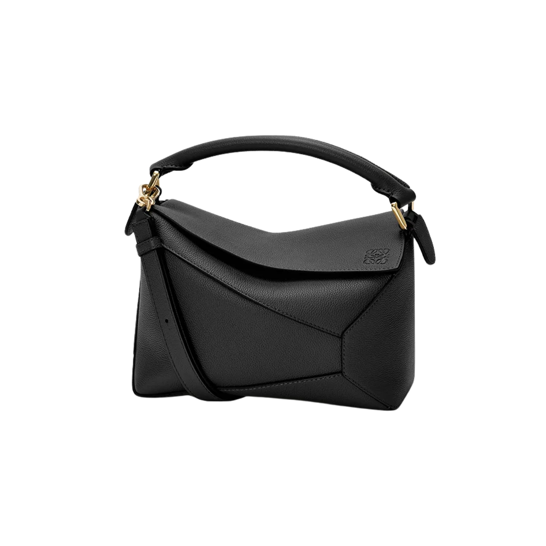 A510P60XAW-1100 Loewe Small Puzzle Edge Bag in Soft Grain Calfskin Black