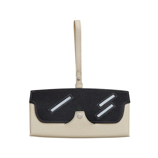 에르메스 인 더 루프 윙크 글래시스 케이스 고트스킨 & 팔라듐 하드웨어  나타 느와르  케브라초 멘테 블루 브룸(Hermes In The Loop Wink Glasses Case Goatskin & Palladium Nata Noir Quebracho Menthe Bleu Brume) - 1