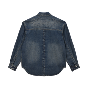 BORN TO WIN Washed Denim Over Fit Shirts Mid Denim