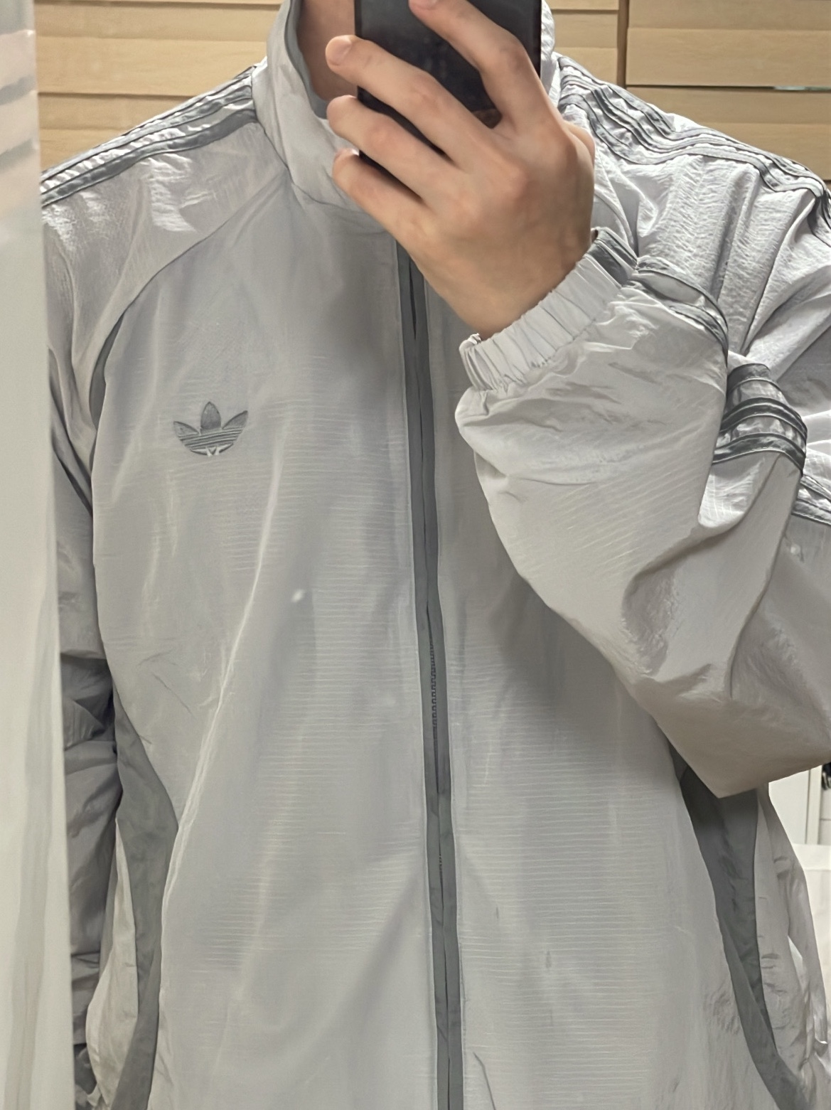 Adidas Adicolor 2000s Woven Track Top Grey Two Grey Three - US Sizing 착용 스타일