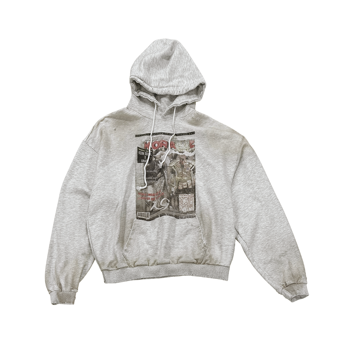 GR25FWMH12GR Grailz X Koin Seoul Magazine Dirty Hoodie Melange Gray