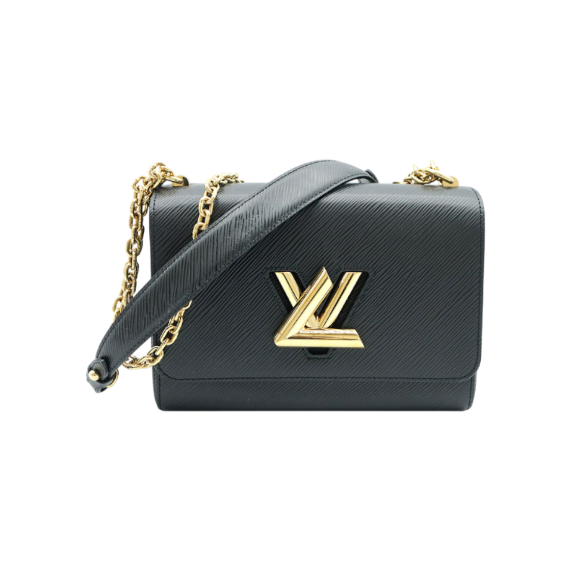 ITL8BBSB32V2 Louis Vuitton Black Epi Leather Gold Tone Twist MM Shoulder Bag