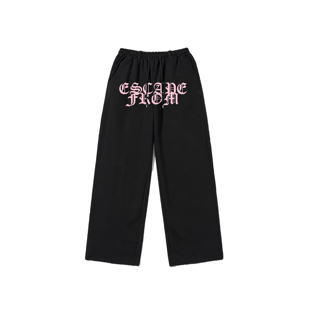 이스케이프프롬 레이스 크로스 프린트 스웻팬츠 블랙(Escapefrom Lace Cross Print Sweatpants Black)
