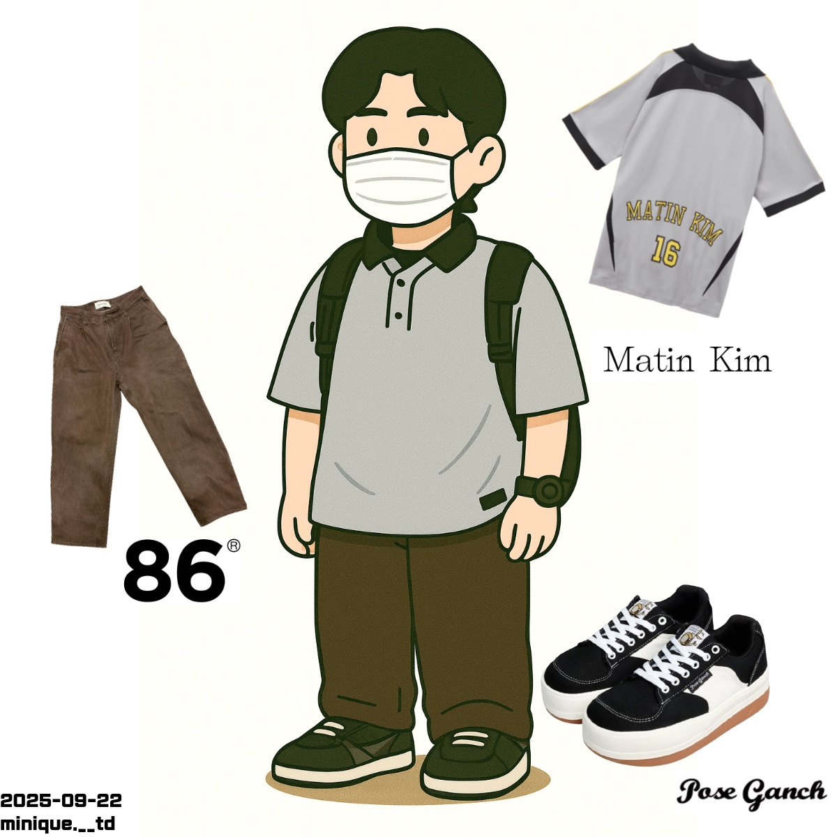 Matin Kim Sporty Track Jersy Top Grey 착용 스타일 - 1