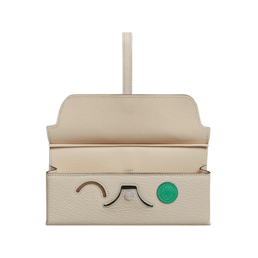 에르메스 인 더 루프 윙크 글래시스 케이스 고트스킨 & 팔라듐 하드웨어  나타 느와르  케브라초 멘테 블루 브룸(Hermes In The Loop Wink Glasses Case Goatskin & Palladium Nata Noir Quebracho Menthe Bleu Brume) - 2