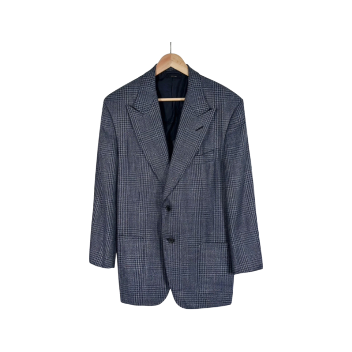 ITWRO758GG5P Tom Ford Men's Wool Silk Glen Check Single-Breasted Blazer Jacket 52