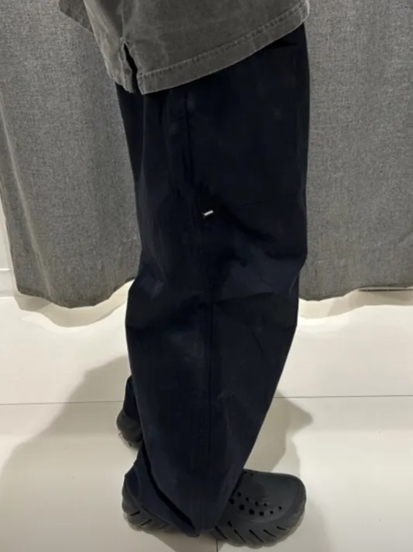 Dominant Double Pocket Wide Pants Black 착용 스타일