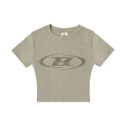 BORN TO WIN Crack B Pigment Crop T-Shirts Sand Beige