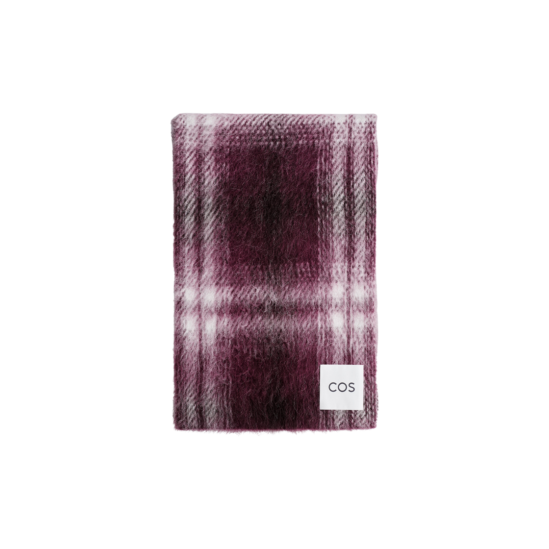 (W) 코스 체크 알파카 블렌드 머플러 버건디 체크((W) COS Checked Alpaca Blend Muffler Burgundy Checked)