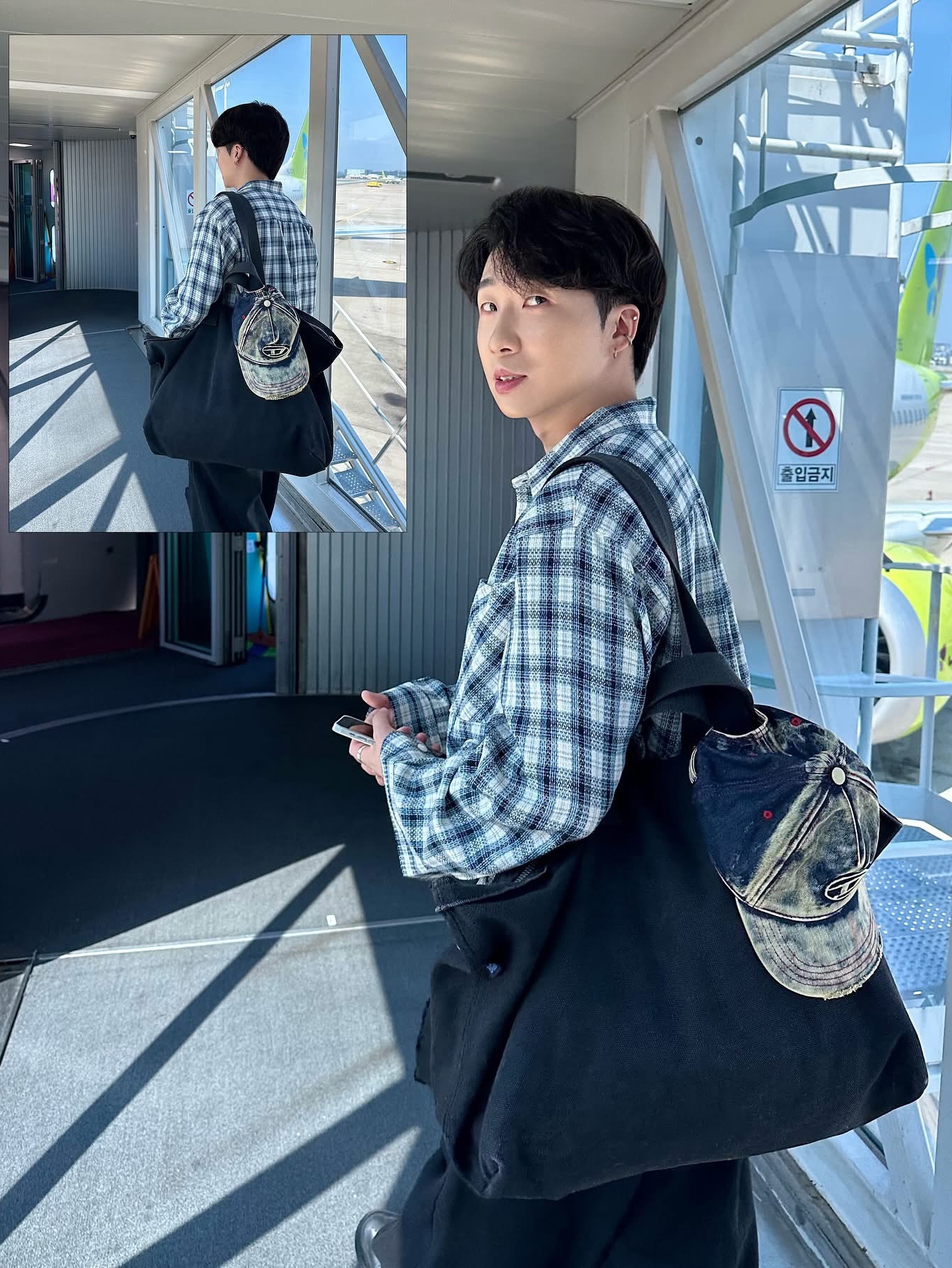 Diesel C-Seymon Treated Denim Baseball Cap Blue White, Nike Air Force 1 '07 Low Triple Black 착용 스타일 - 1