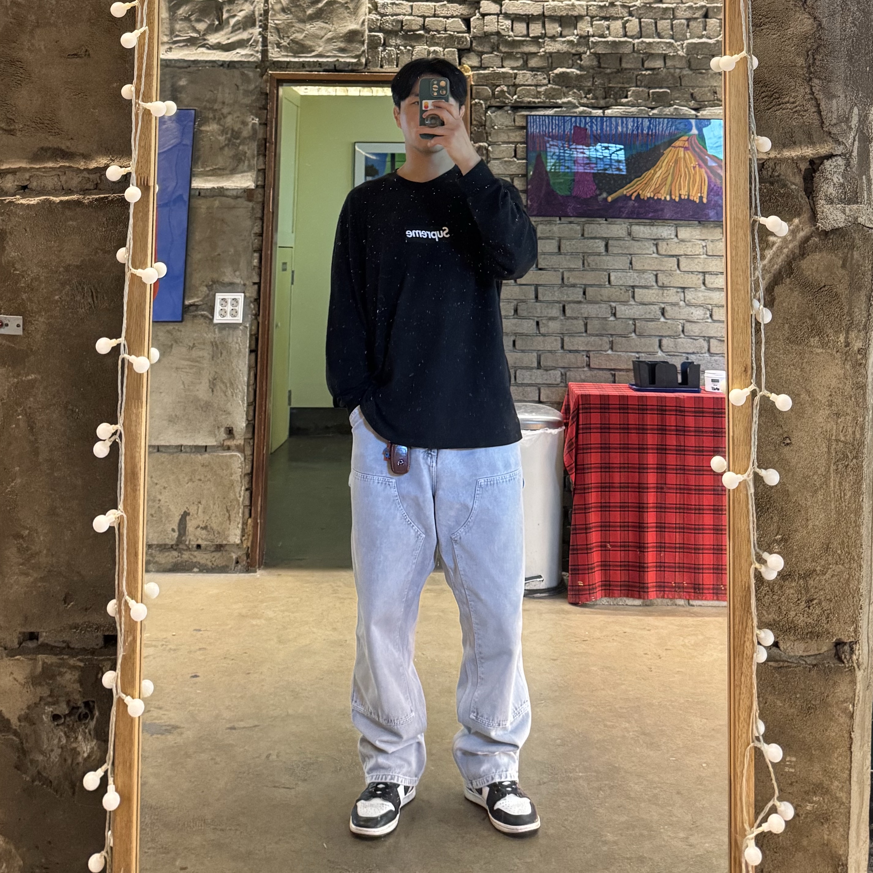 Supreme Box Logo L/S T-Shirt Black - 20FW, Jordan 1 High 85 Black White 착용 스타일 - 2