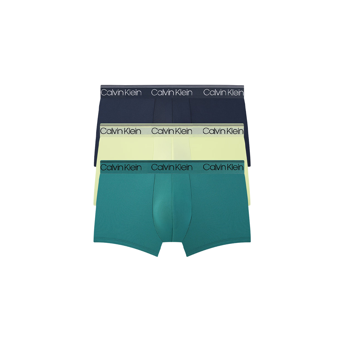 NB2569730 Calvin Klein Micro Stretch 3-pack Low Rise Trunks Ink Pale Lime Yellow
