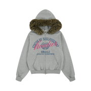 Soulpusssycat X Grailz Parody Fur Zip Hoodie Gray