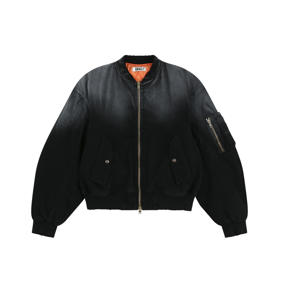 GR25FWMO02BK Grailz Vintage Washed Bomber Jacket Black