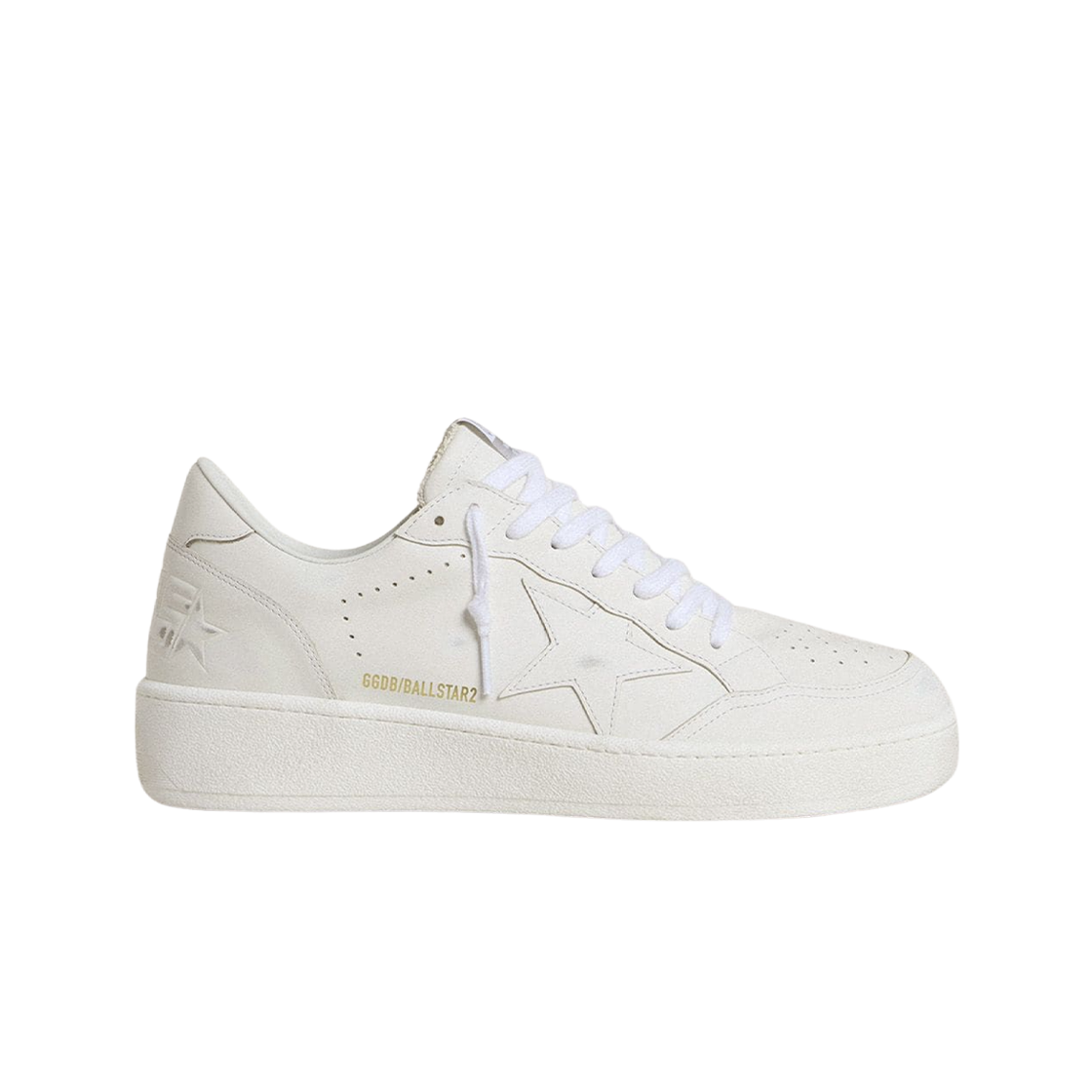 GWF00804-F007322-10100 (W) Golden Goose Ball Star Leather Star Heel Tab Sneakers White