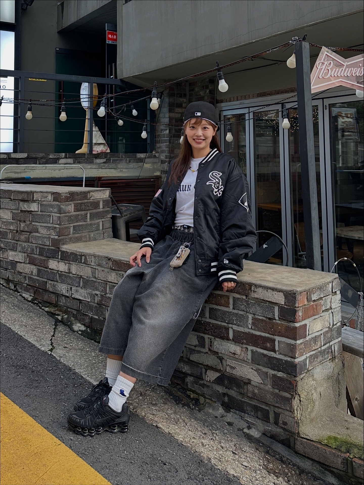IATF x New Era White Sox Stadium Jacket Black, New Era  MLB 59Fifty Day Chicago White Sox Size Cap Black 착용 스타일 - 5