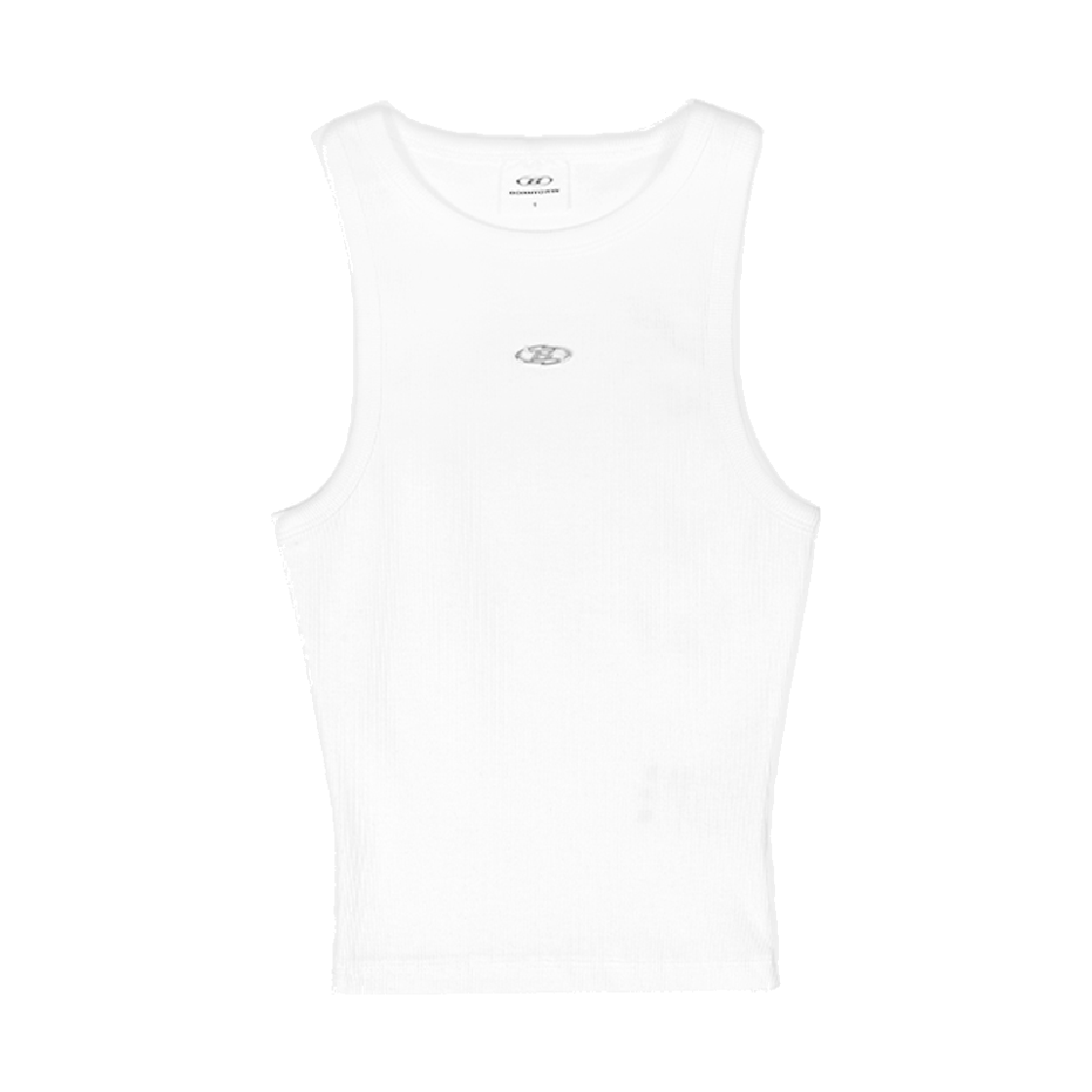 본투윈 B 펜던트 리브드 세미 크롭 슬리브리스 화이트