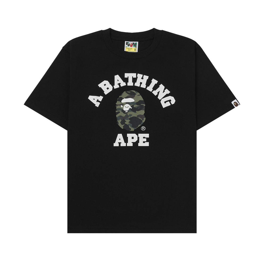 베이프 퍼스트 카모 컬리지 티셔츠 블랙 그린(BAPE 1st Camo College T-Shirt Black Green)
