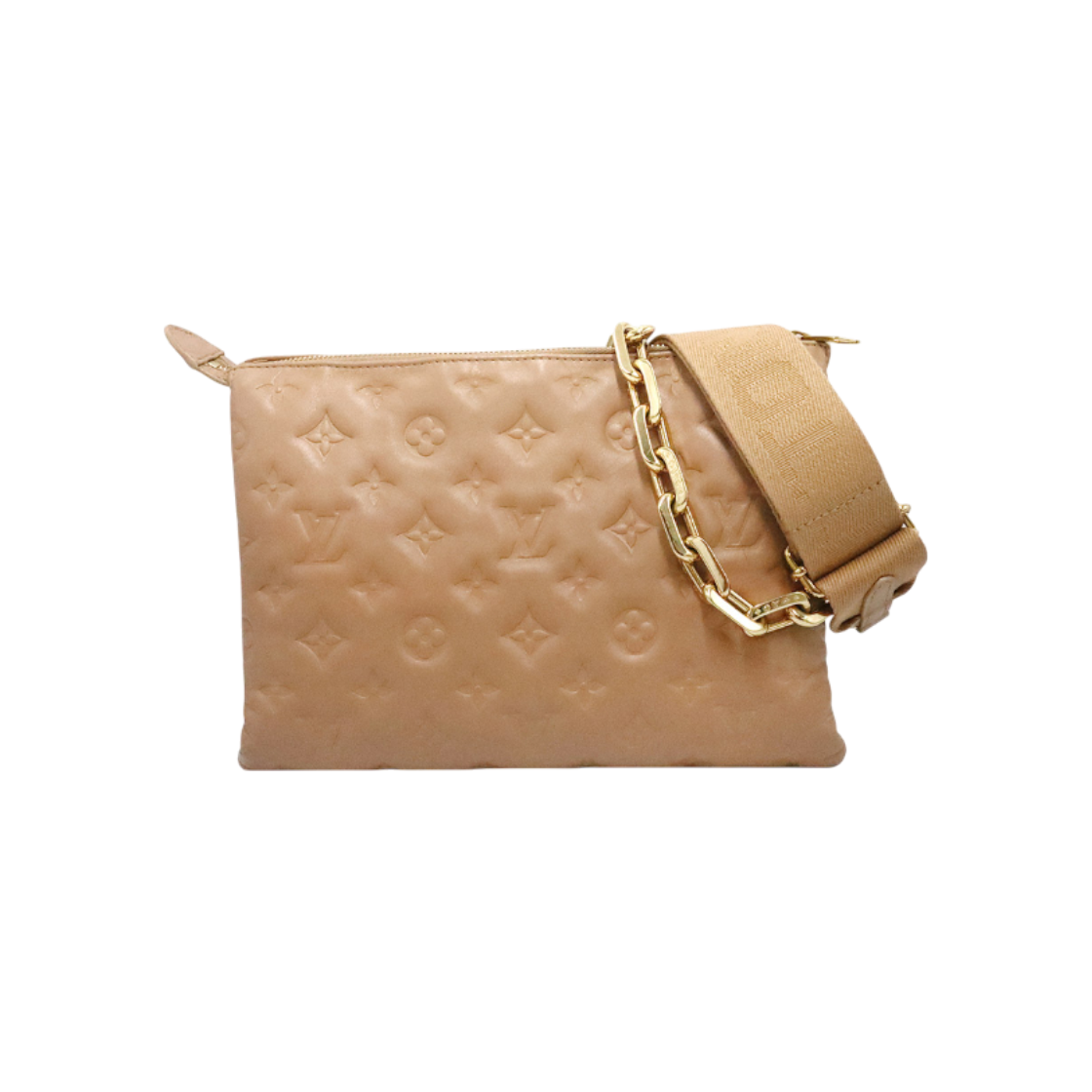 IT4KF78JW4RA Louis Vuitton Camel Beige Monogram Lambskin Coussin PM 2-Way Bag