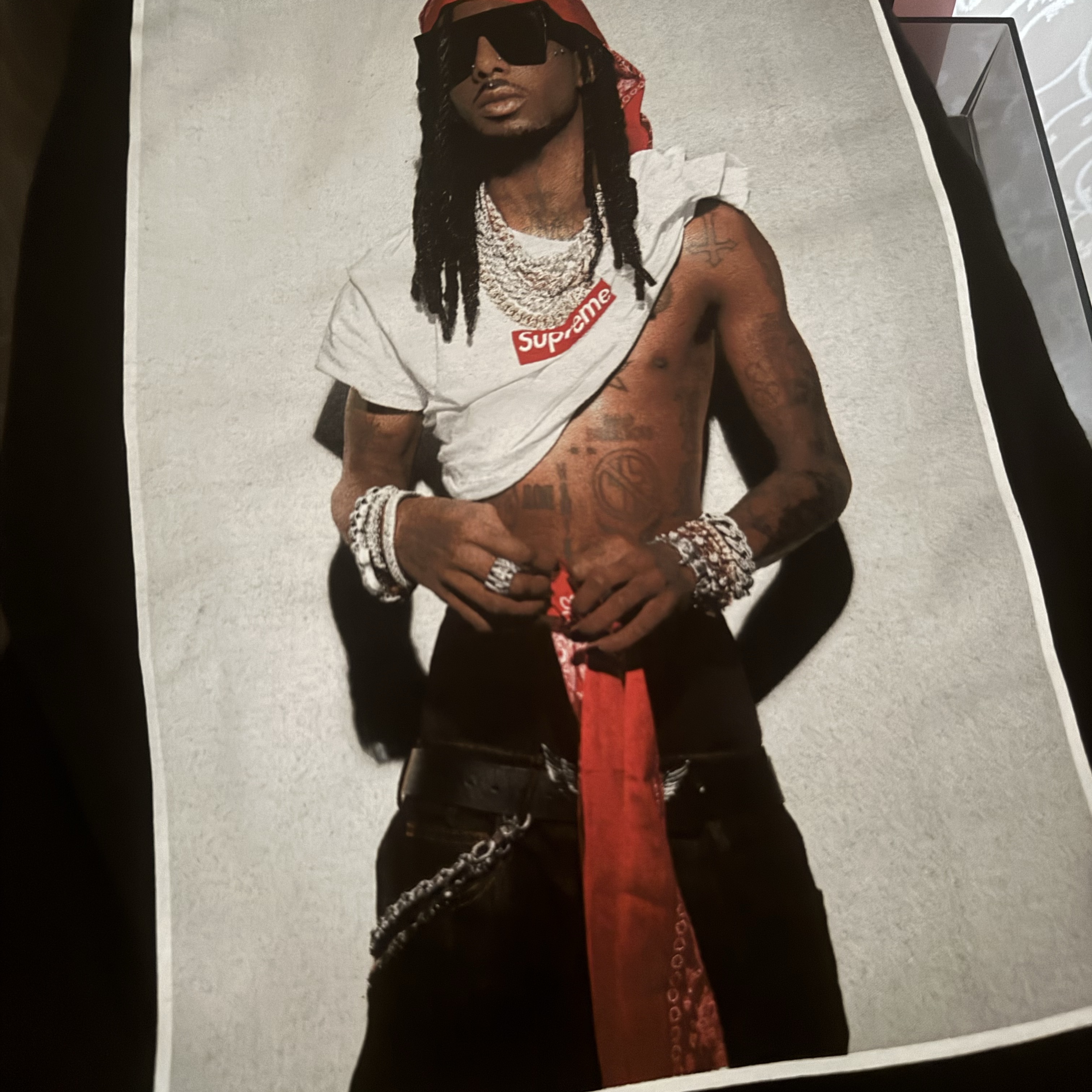 Supreme Playboi Carti T-Shirt Black - 25FW 착용 스타일