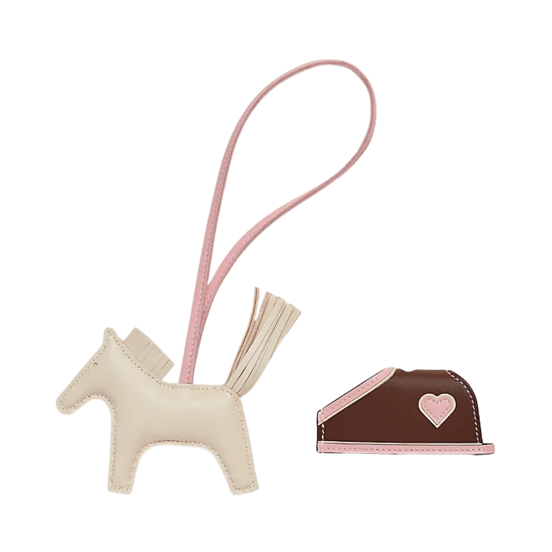 에르메스 로데오 로베오 하트 PM 참 마일로 & 크레 로즈 사쿠라 테라 크레(Hermes Rodeo Robeo Coeur PM Charm Milo & Craie Rose Sakura Terre Craie) - 2