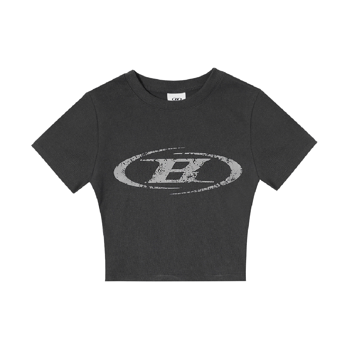 본투윈 크랙 B 피그먼트 크롭 티셔츠 차콜